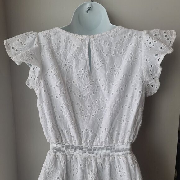 White Prarie Dress Flounce Eyelet Ruffle Flowy Fairy Summer Spring Sz Small - Picture 5 of 12